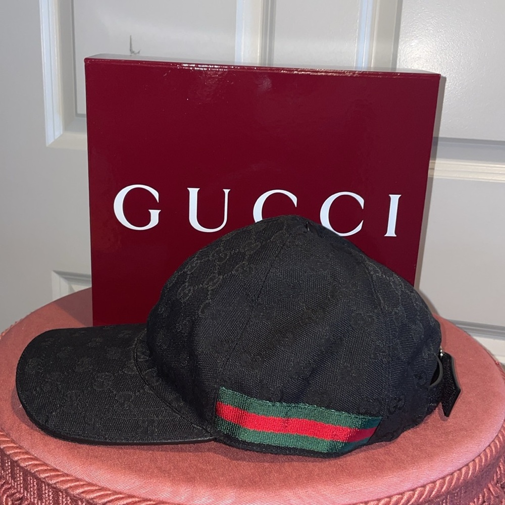 New Gucci GG canvas baseball hat with web stripe